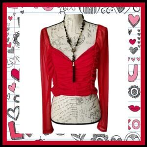 RED ☆ COFFIN GATHERED ☆ SWEETHEART CROP TOP ☆ Size XL ☆ NWOT